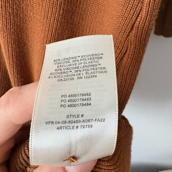 Aritzia Wilfred Cove Long Sleeve Knit Ribbed Dress Brown Size Medium - Picture 6 of 6